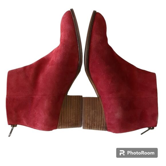 ANTHROPOLOGIE Womens Boots Seychelle Suede Flood Plain Red Booties, Size 7.5 - Picture 5 of 12